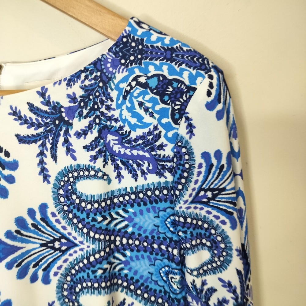 Chico's Blue‎ Floral Dress Stretch Jersey Back Zip - Picture 5 of 9
